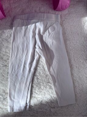 Moncler White Baby Leggings with Embossed Logo Patch 12m 18m